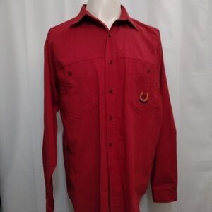 VINTAGE Bugle Boy Red Long Sleeve Button Up Shirt Men's Size Large